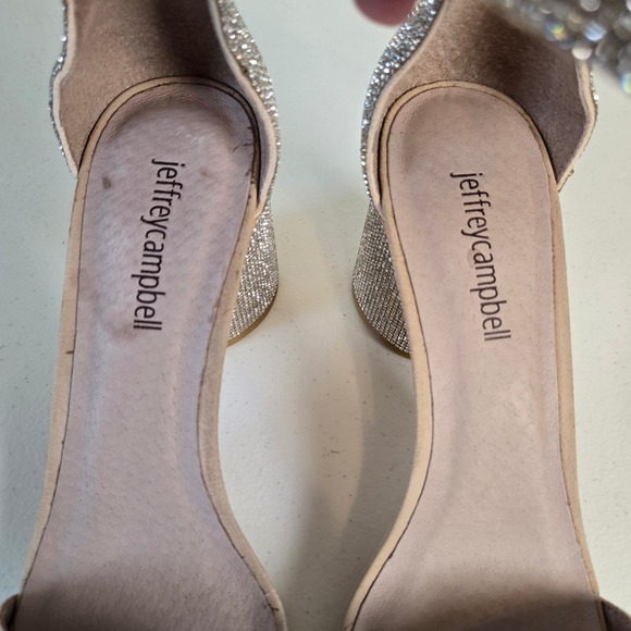 Jeffrey Campbell Laura Crystal Embellished Block Heeled Open Toe Sandal Size 7.5 - Picture 11 of 13